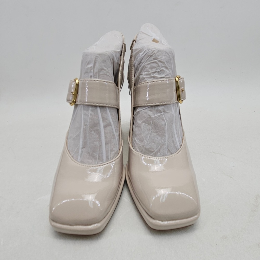 Sam Edelman Jildie Slingback Mary Jane Pump 7M Heels Linen Patent Square Toe - Picture 3 of 16